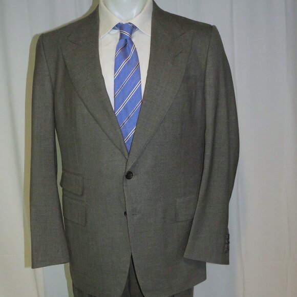 Tom Ford Gray Hopsack Current Silk Blend Peak Lapel Two Button Suit 44R - Picture 4 of 16
